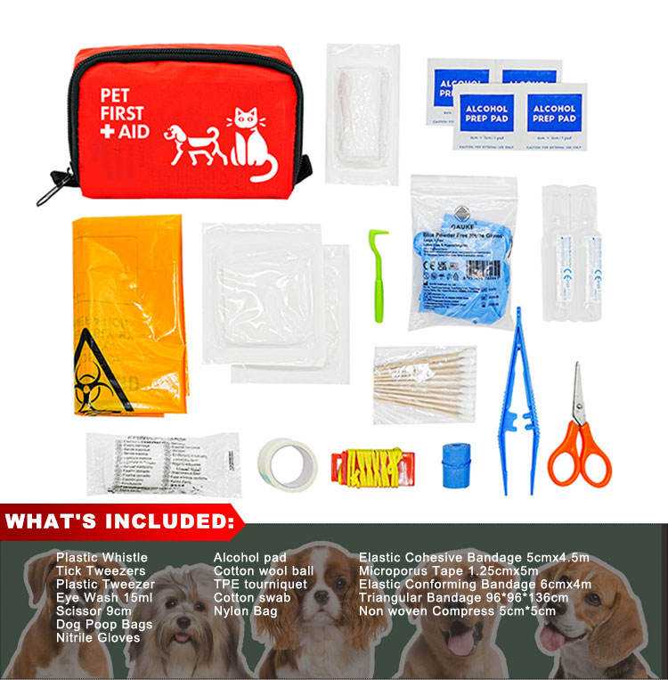 Bộ dụng cụ sơ cứu thú cưng di động dành cho chó và mèo - Bộ y tế khẩn cấp dành cho du lịch, ngoài trời & tại nhà